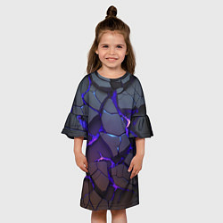 Платье клеш для девочки Светящаяся неоновая лава, цвет: 3D-принт — фото 2