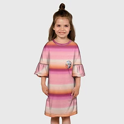 Платье клеш для девочки Энид Синклер с Уэнсдей Аддамс - текстура свитера, цвет: 3D-принт — фото 2