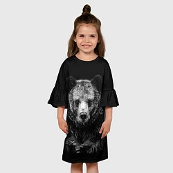 Платье клеш для девочки Медведь тотем славян, цвет: 3D-принт — фото 2