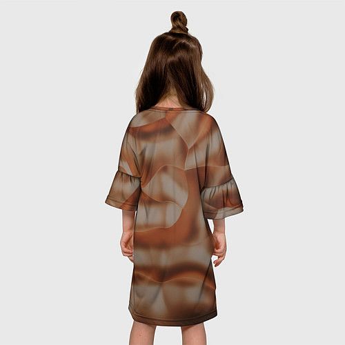 Детское платье Тёмно-золотистые абстрактные волны / 3D-принт – фото 4