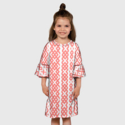 Платье клеш для девочки Абстрактный красный ребристый паттерн, цвет: 3D-принт — фото 2