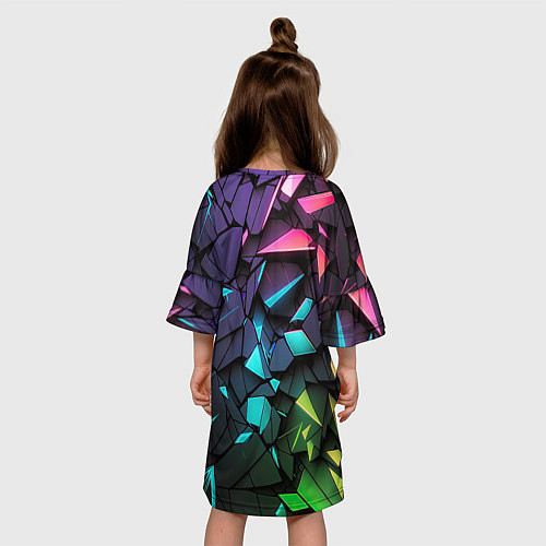 Детское платье Неоновые абстрактные каменные плиты / 3D-принт – фото 4