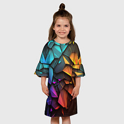 Платье клеш для девочки Неоновая абстрактная чешуя дракона, цвет: 3D-принт — фото 2
