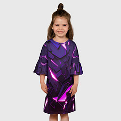 Платье клеш для девочки Неоновые абстрактные электрические плиты, цвет: 3D-принт — фото 2