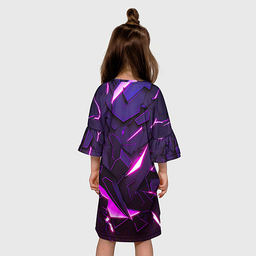 Детское платье Неоновые абстрактные электрические плиты / 3D-принт – фото 4