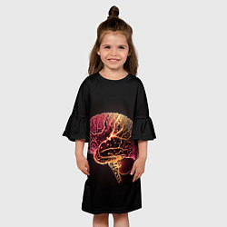 Платье клеш для девочки Нейронный неоновый мозг, цвет: 3D-принт — фото 2
