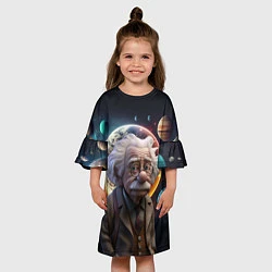 Платье клеш для девочки Альберт Эйнштейн и его теория, цвет: 3D-принт — фото 2