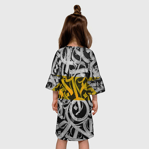 Детское платье Yellow Callicraphic / 3D-принт – фото 4