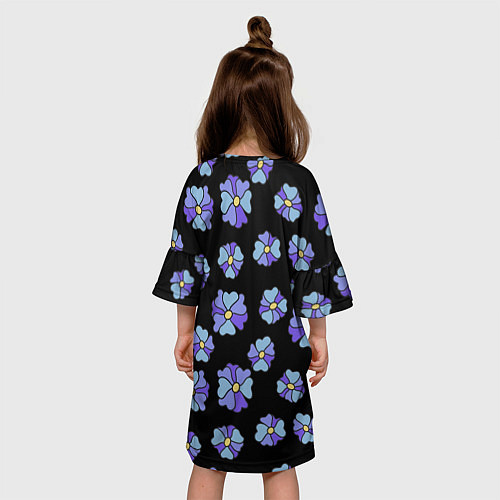 Детское платье Дудл цветы на черном - паттерн / 3D-принт – фото 4