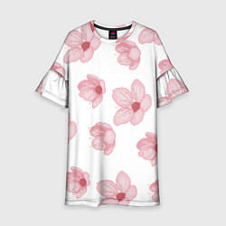 Платье клеш для девочки Цветение сакуры, цвет: 3D-принт