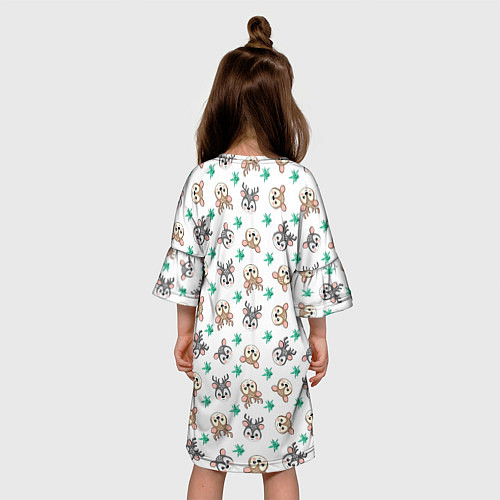 Детское платье Узор из милых северных оленей / 3D-принт – фото 4