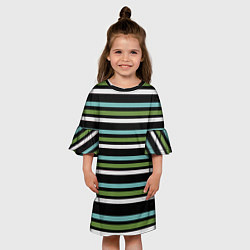 Платье клеш для девочки Абстрактные тёмные полосы, цвет: 3D-принт — фото 2