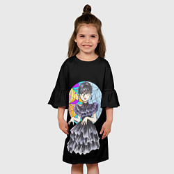 Платье клеш для девочки Wednesday Addams танцует, цвет: 3D-принт — фото 2