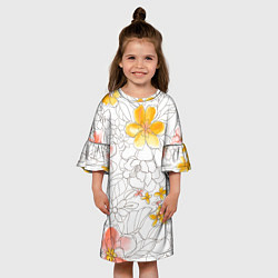 Платье клеш для девочки Нарисованный цветы - светлый, цвет: 3D-принт — фото 2