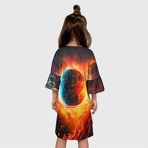 Детское платье Планета в огненном космосе / 3D-принт – фото 4