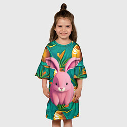 Платье клеш для девочки Pink rabbit, цвет: 3D-принт — фото 2