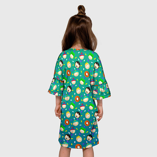 Детское платье Южный Парк - паттерн персонажи / 3D-принт – фото 4