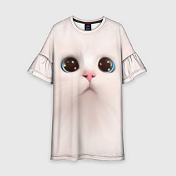 Платье клеш для девочки Милый кот с большими глазами, цвет: 3D-принт