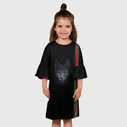 Платье клеш для девочки Кот гуччи, цвет: 3D-принт — фото 2