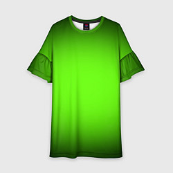 Платье клеш для девочки Кислотный зеленый с градиентом, цвет: 3D-принт