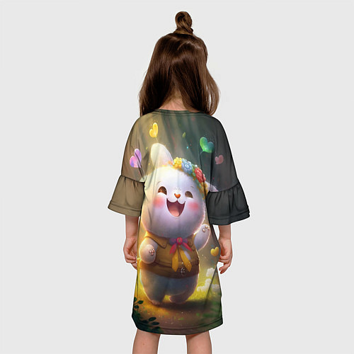 Детское платье Счастливый мультяшный заяц / 3D-принт – фото 4
