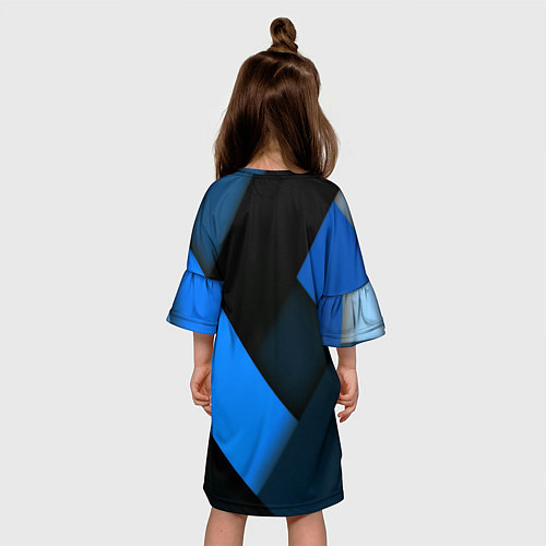 Детское платье Геометрия синие полосы / 3D-принт – фото 4