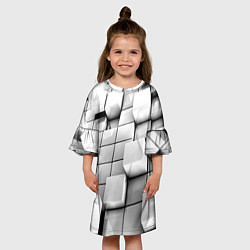 Платье клеш для девочки Кубы серые выпуклые, цвет: 3D-принт — фото 2