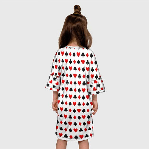 Детское платье Карточные масти на белом фоне / 3D-принт – фото 4