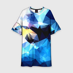 Платье клеш для девочки Polygon blue abstract collection, цвет: 3D-принт