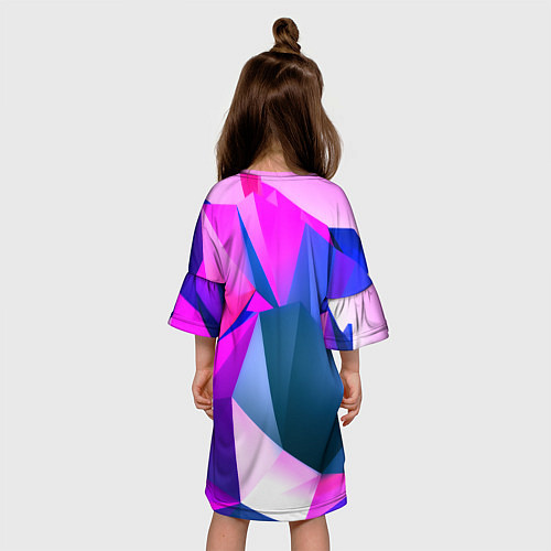 Детское платье Neon blue polygons / 3D-принт – фото 4