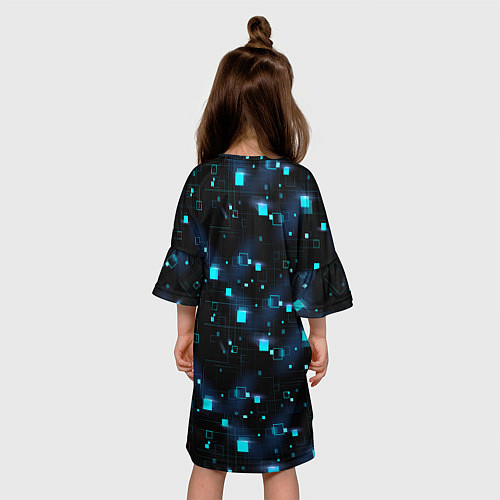 Детское платье Светящиеся неоновые квадраты / 3D-принт – фото 4