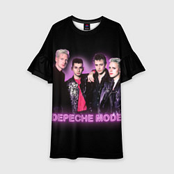 Платье клеш для девочки 80s Depeche Mode neon, цвет: 3D-принт