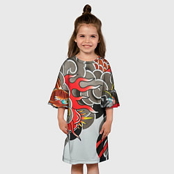 Платье клеш для девочки Иредзуми: дракон в дыму, цвет: 3D-принт — фото 2