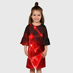Платье клеш для девочки Абстрактные красные лучи, цвет: 3D-принт — фото 2