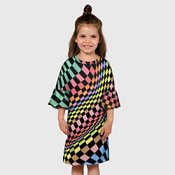 Платье клеш для девочки Colorful avant-garde chess pattern - fashion, цвет: 3D-принт — фото 2