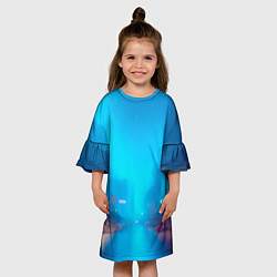 Платье клеш для девочки Улица мегаполиса-арт, цвет: 3D-принт — фото 2