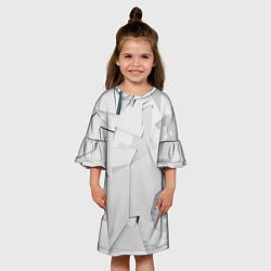 Платье клеш для девочки Абстрактные разные белые и серые фигуры, цвет: 3D-принт — фото 2