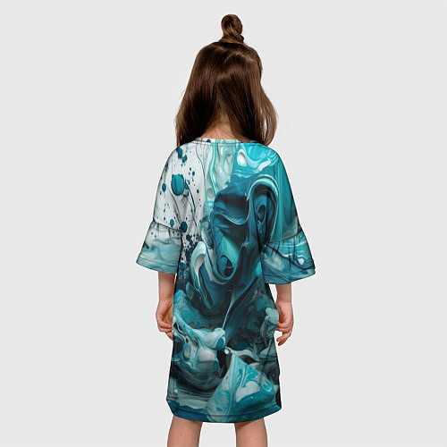 Детское платье Абстрактные голубые брызги краски / 3D-принт – фото 4