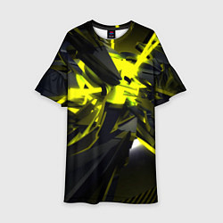 Платье клеш для девочки Yellow gold abstraction, цвет: 3D-принт