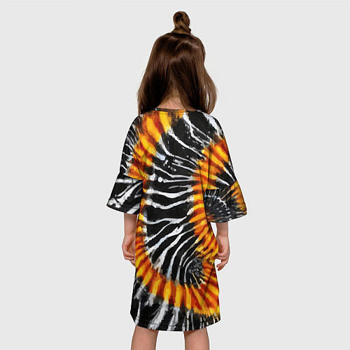 Детское платье Tie dye - тай дай в черно белую полоску / 3D-принт – фото 4