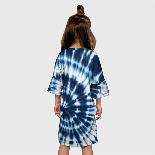 Детское платье Эффект тай дай - размытый синий узор / 3D-принт – фото 4