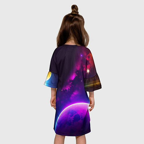 Детское платье Барт Симпсон в космосе - фантазия / 3D-принт – фото 4