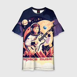 Платье клеш для девочки Space music, цвет: 3D-принт