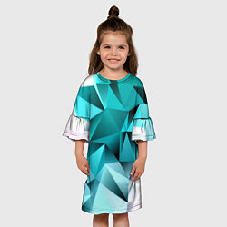 Платье клеш для девочки Green abstraction, цвет: 3D-принт — фото 2