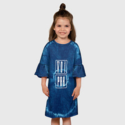 Платье клеш для девочки Знак Рак на фоне тай-дай, цвет: 3D-принт — фото 2