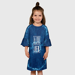 Платье клеш для девочки Знак Лев на фоне тай-дай, цвет: 3D-принт — фото 2
