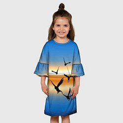 Платье клеш для девочки Вороны на закате, цвет: 3D-принт — фото 2