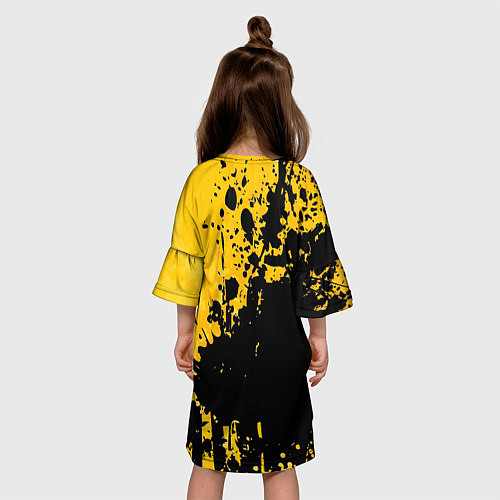 Детское платье Пятна черной краски на желтом фоне / 3D-принт – фото 4