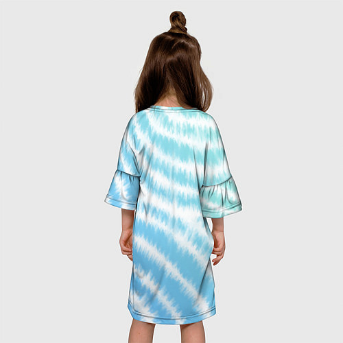 Детское платье Тай-дай голубой с зеленым / 3D-принт – фото 4
