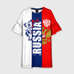 Платье клеш для девочки Russia national team: white blue red, цвет: 3D-принт